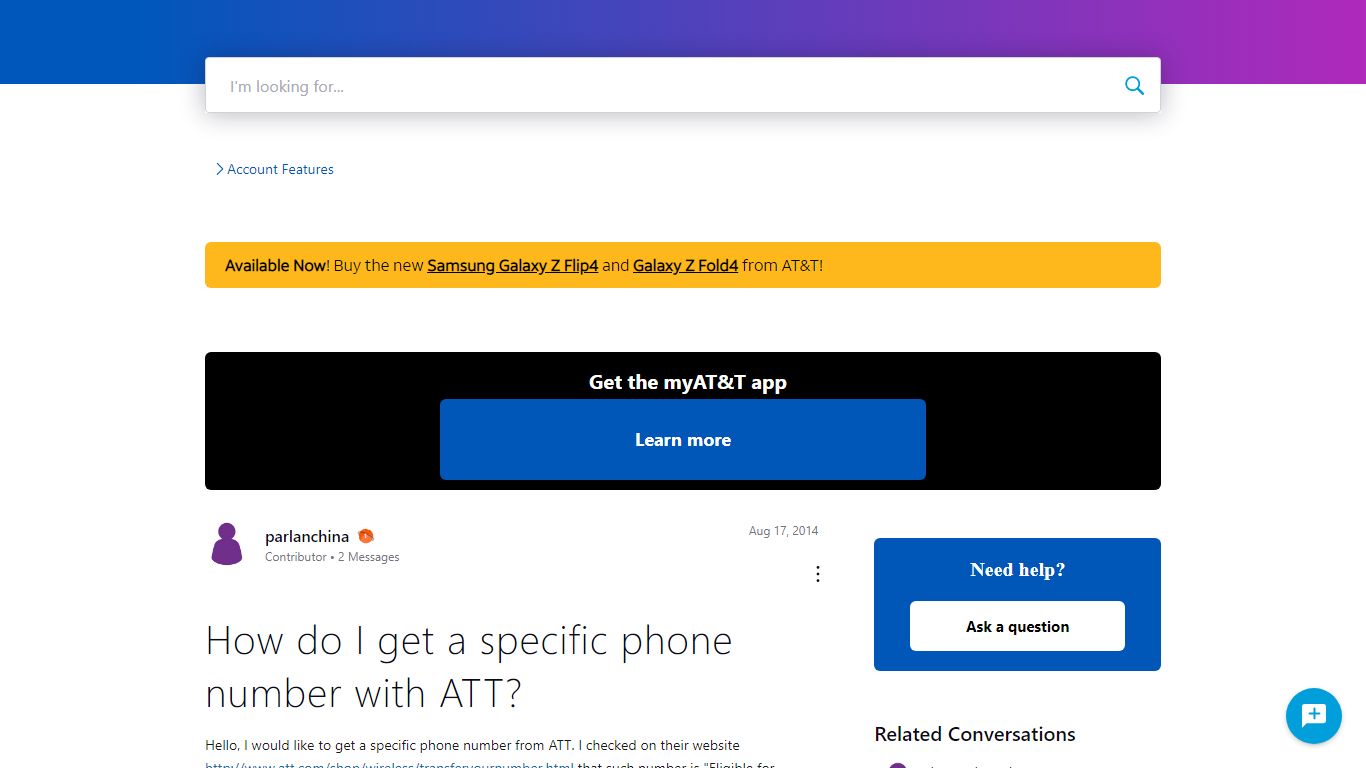 How do I get a specific phone number with ATT?